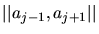 $\displaystyle \left\lvert\left\lvert a_{j-1},a_{j+1} \right\rvert\right\rvert$